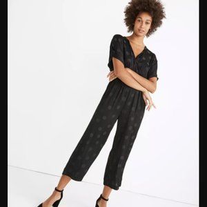 Madewell NWT Black Wrap-Front Smock-Waist Jumpsuit